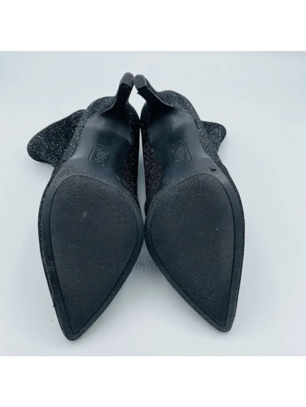 Baash Shoes Womens Size 7 Black Shiny Sparkly Glitter Ankle Booties Heels